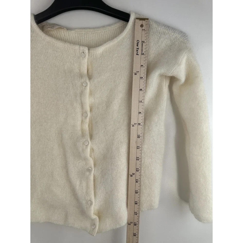 Sezane Gaspard Super Kid Mohair Baby Alpaca Ecru Cardigan Sweater XXS Luxury - Picture 11 of 14